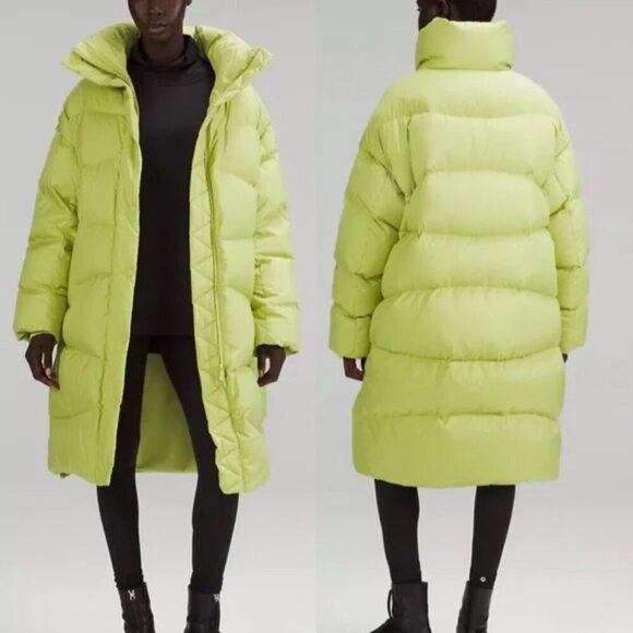 Lululemon Long Oversized Down Jacket Puffer Parka Wasabi Green M/L - Picture 1 of 8